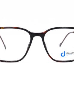 اطار طبي DIFINITY مع عدسات حماية من الأشعة الزرقاء للرجال والنساء مربع لون نمري وبني - IP15011 C8