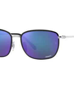 نظارة شمسية RAYBAN للرجال مستطيل لون أسود و فضي - RB3705 91444L