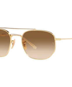 نظارة شمسية RAYBAN للرجال والنساء مستطيل لون ذهبي - RB3707 00151