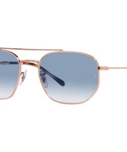 نظارة شمسية RAYBAN للرجال والنساء مستطيل لون ذهبي و وردي - RB3707 92023F